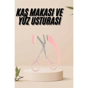 Kavisli Kaş Kirpik Düzeltici Bıyık Alma Taraklı Kaş Makası Yüz Bakım Seti Makas