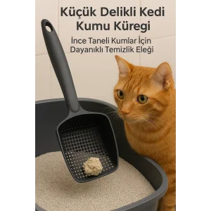 Kedi Kumu Eleği (Küçük Delikli) | İnce Taneli Kumlar İçin Özel Filtreleme | Hızlı, Kolay ve Hijyenik Temizlik Çözümü