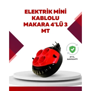 Kırmızı Renk 3 Metre 4’lü Kablolu Priz Makarası