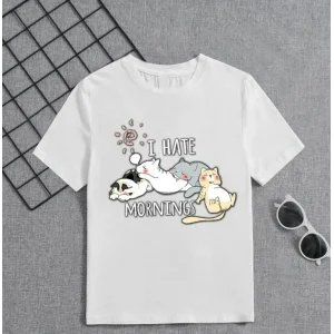 Kız Çocuk Bisiklet Yaka Baskılı T-Shirt - Beyaz