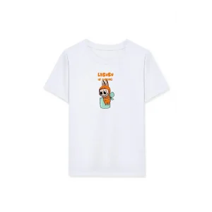 Kız Labubu Çocuk Baskılı T-Shirt - Beyaz