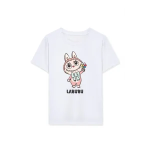 Kız Labubu Çocuk Baskılı T-Shirt - Beyaz