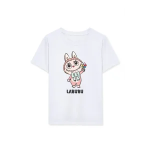 Kız Labubu Çocuk Baskılı T-Shirt - Beyaz