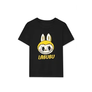 Kız Labubu Çocuk Baskılı T-Shirt - Siyah