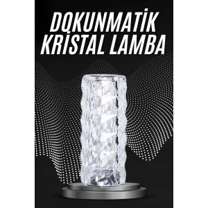 Kristal Lamba Masa Lambası Şarjlı Masa Lambası Dokunmatik Sensör Usb Şarjlı