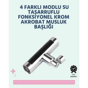 Krom Kaplamalı Çok Fonksiyonlu Musluk Başlığı | Paslanmaz Malzeme