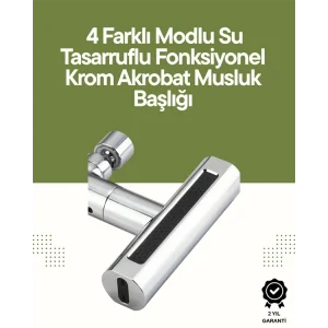 Krom Musluk Başlığı | 4ü 1 Arada Su Çıkışı | Kolay Montajlı