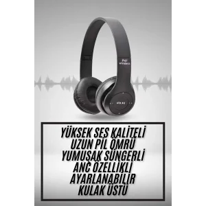 Kulak Üstü Bluetooth Kulaklık Yüksek Ses Kaliteli Ayarlanabilir