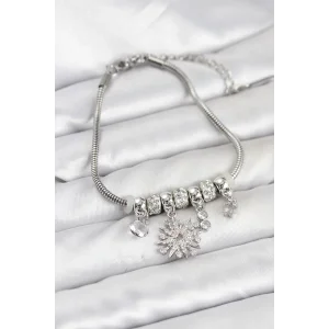 Kutup Yıldızı Model Charmlı Gümüş Renk Kadın Bileklik