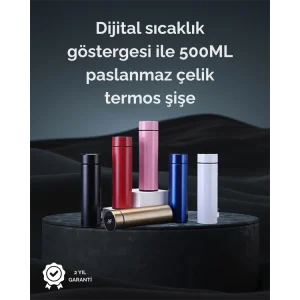 LED Sıcaklık Ölçerli 250 ml Yalıtımlı Termos Şişe