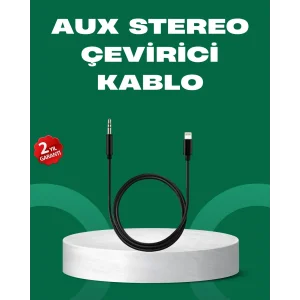 Lightning to 3.5mm Aux Ses Dönüştürücü Kablo 1 Metre Stereo Uyumlu