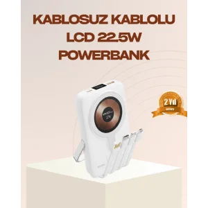 Manyetik Kablosuz Powerbank 22.5W Hızlı Şarj LCD Ekranlı