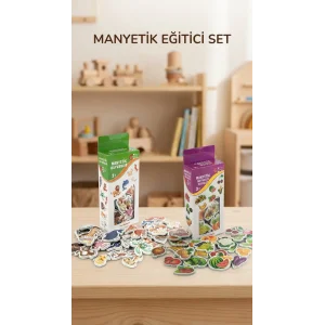 Manyetik Mıknatıslı Eğitici Oyuncak Seti 56 Parça Hayvanlar Sebze Meyveler