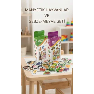 Manyetik Oyuncak Set Hayvanlar Sebze Meyve Magnetli 56 Parça