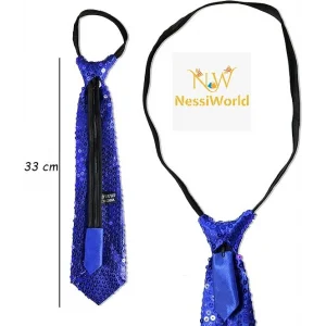 Mavi Pul Payetli Işıltılı Parti Kravatı 33 cm