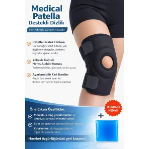 Medical Patella Destekli Ayarlanabilir Dizlik – Menisküs ve Spor İçin Diz Koruyucu