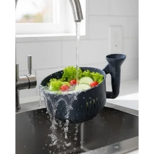 Modern Tasarımlı Sebze Yıkama Kabı Süzgeçli Pratik Mutfak Aparatı