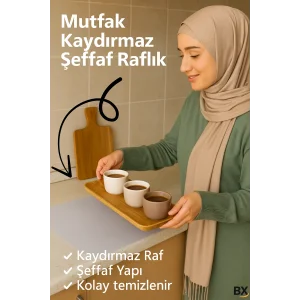 Mutfak Dolabı Çekmece Kaydırmaz Raf Örtüsü Şeffaf, Suya Dayanıklı, Kesilebilir Pvc 45x300 Cm