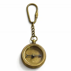 Nostaljik Pirinç Pusula Figürlü Anahtarlık