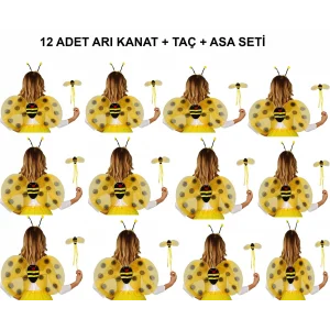 Okul Gösterileri için Arı Seti 12 Adet - Taç, Kanat, Asa