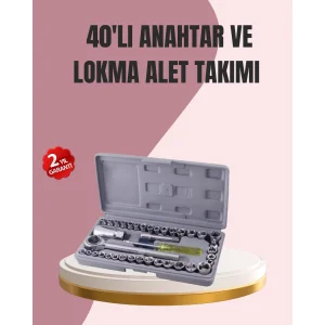 Otomotiv ve Ev Kullanımı İçin 40 Parça Lokma Anahtar Seti Taşıma Çantalı