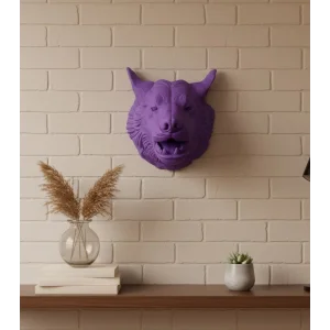 Özel Seri Mor Kurt Duvar Süsü Hediyelik Dekoratif Asılabilir Heykel