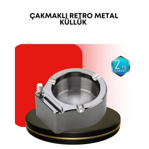 Paslanmaz Çakmaklı Küllük Modern Masa Üstü Aksesuar