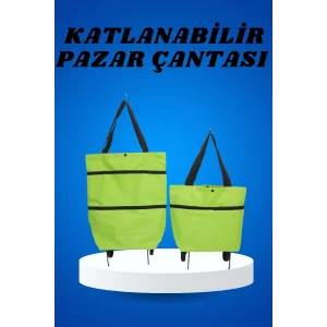 Pazar Arabası ve Alışveriş Çantası Çift Yönlü Kolay Tekerlekli Taşınabilir
