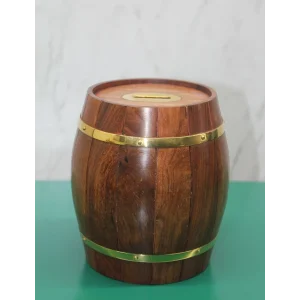 Pirinç Ahşap Fıçı Kumbara