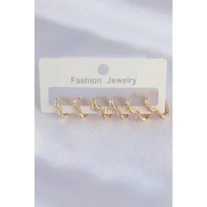 Pirinç Gold Renk Kalp Model Küpe Seti