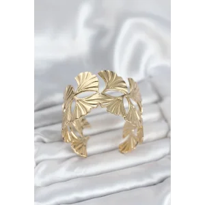 Pirinç Gold Renk Levha Yelpaze Model Kadın Bileklik