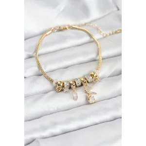 Pirinç Gold Renk Tinkerbell Charmlı Kadın Bileklik