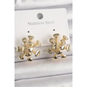 Pirinç Gold Renk Virüs Figür Model Kadın Küpe