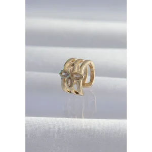 Pirinç Gold Renk Yonca Earcuff Küpe