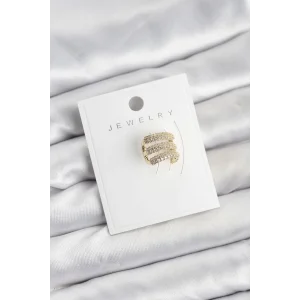 Pirinç Gold Renk Zirkon Taşlı Earcuff Kıkırdak Küpe