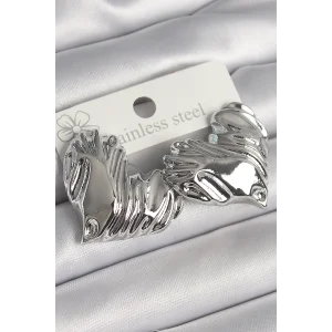 Pirinç Gümüş Renk İşlemeli Kalp Model Kadın Küpe