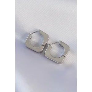 Pirinç Gümüş Renk Kare Küpe