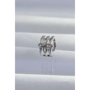 Pirinç Gümüş Renk Yonca Earcuff Küpe