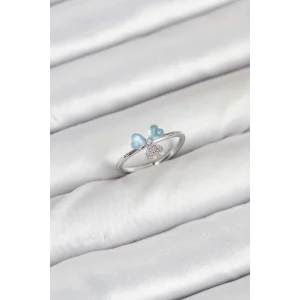 Pirinç Gümüş Renk Yonca Model Kadın Yüzük