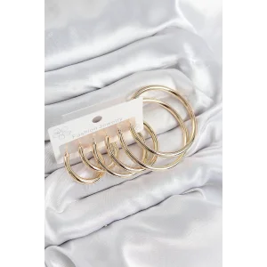 Pirinç Halka Model Gold Renk Kadın Set Küpe