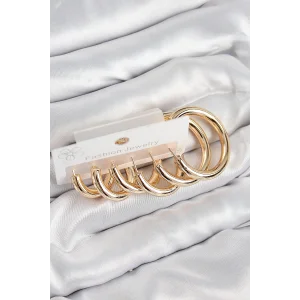 Pirinç Halka Model Gold Renk Kadın Set Küpe