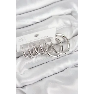 Pirinç Halka Model Gümüş Renk Kadın Set Küpe