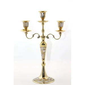 Pirinç Sedefli 3lü Şamdan Model 1