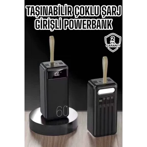 Powerbank 60.000 MAH 4 Portlu Uzun Şarj Süreli Dijital Göstergeli