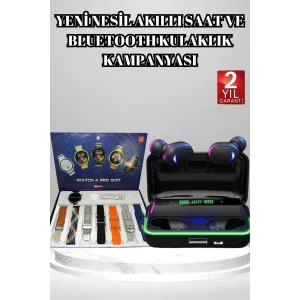 Powerbank Bluetooth Kulaklık Ve Akıllı Saat 7 Kordonlu Metal Kordon Plastik Kordon