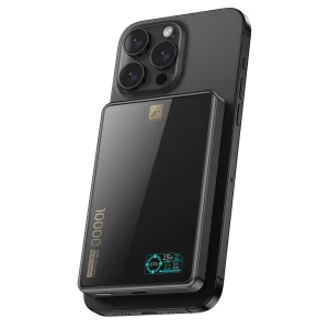 Pw598 10.000 Mah Dijital Göstergeli 20w Type-c Ve 15w Kablosuz Şarj Pd Hızlı Şarj Magsafe Powerbank - Siyah