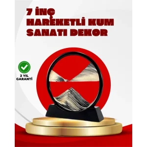 Rahatlatıcı Kum Sanatı – Yuvarlak Cam Çerçeveli Hareketli Kum Resmi, Ofis ve Ev İçin Etkileşimli Masaüstü Süs