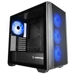 RAMPAGE CRAFT TEMPERLİ CAM+MESH Siyah ARGB FAN+TYPE-C ATX MİD-T GAMING KASA