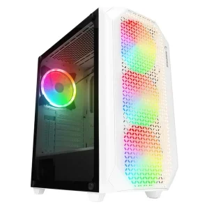 RAMPAGE ZUKO 600W 80+ Mesh Panel 4x RAINBOW 14CM FANLI GAMING ATX KASA BEYAZ