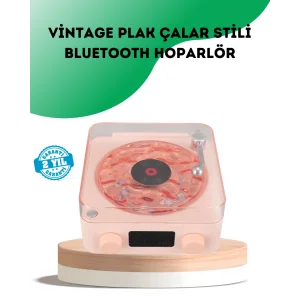Retro Bluetooth Hoparlör – Kristal Ses, Gece Lambası, Saatli Tasarım